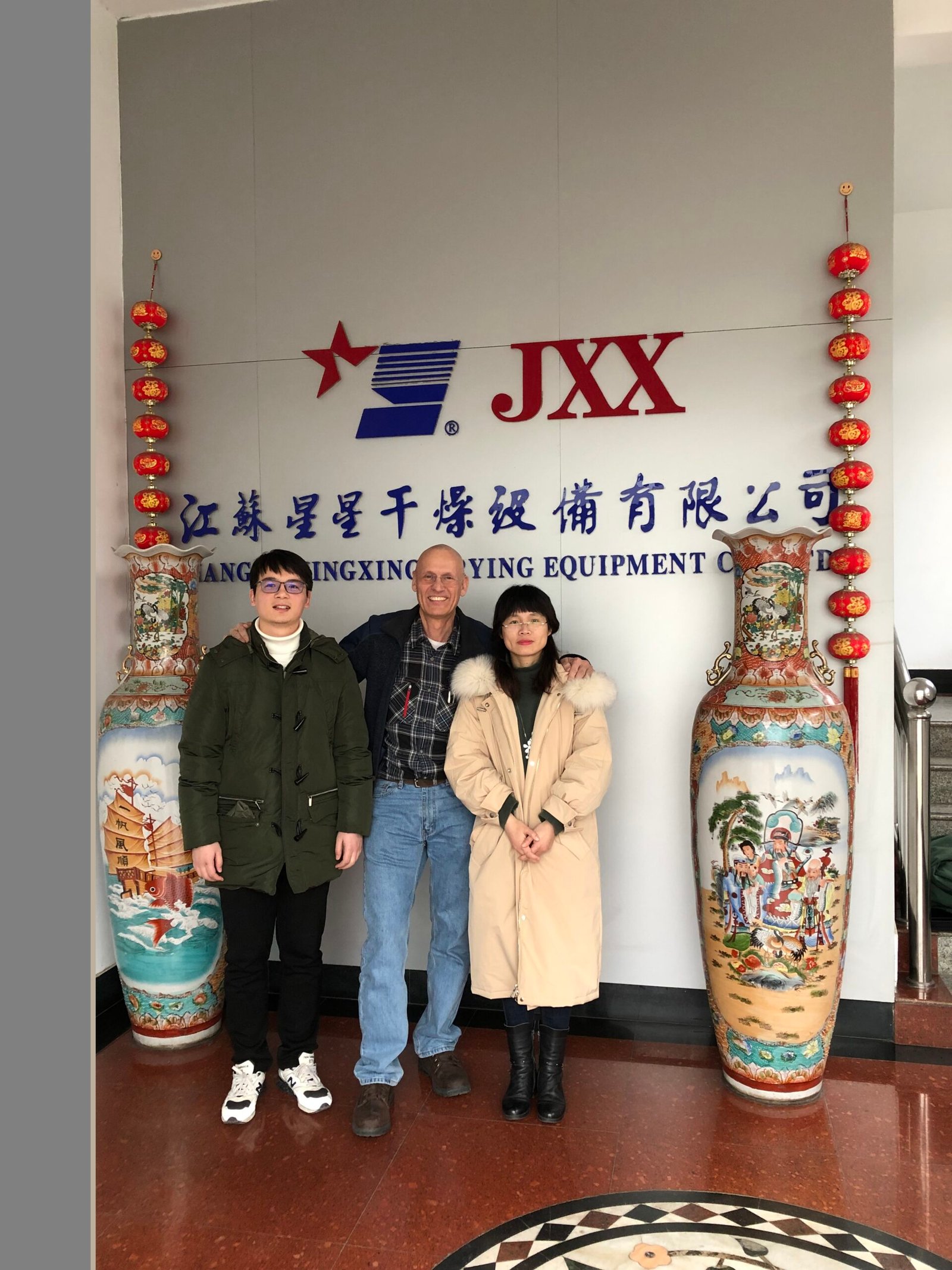 Serbian customer discussing a vacuum drying project at the Changzhou factory