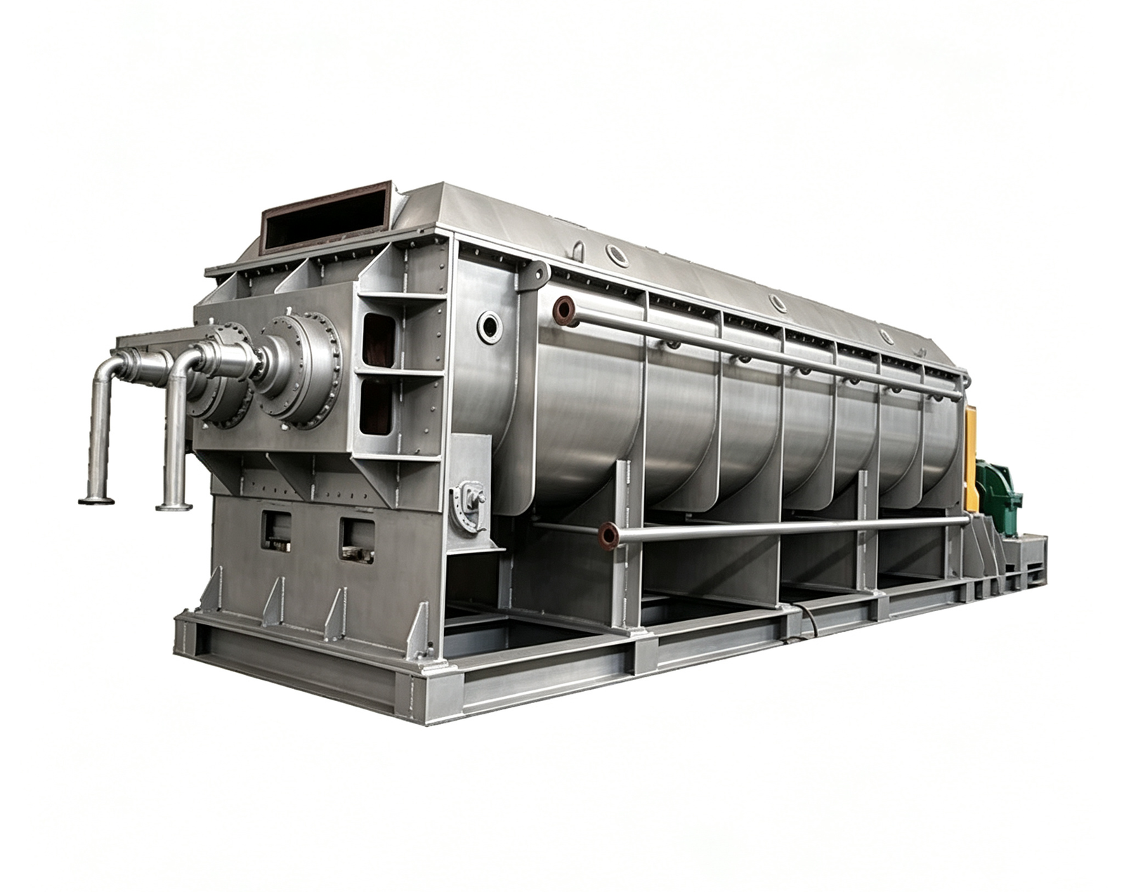 Hollow paddle sludge dryer for sticky dewatered sludge cake