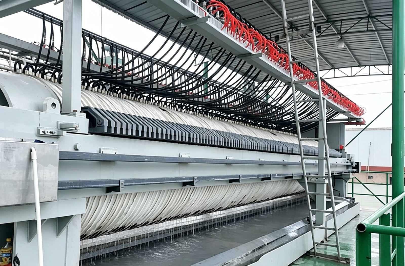 Flowchart of filter press cake entering a sludge drying system