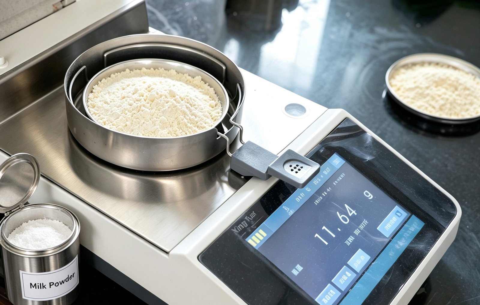 Milk powder bulk density and flowability evaluation