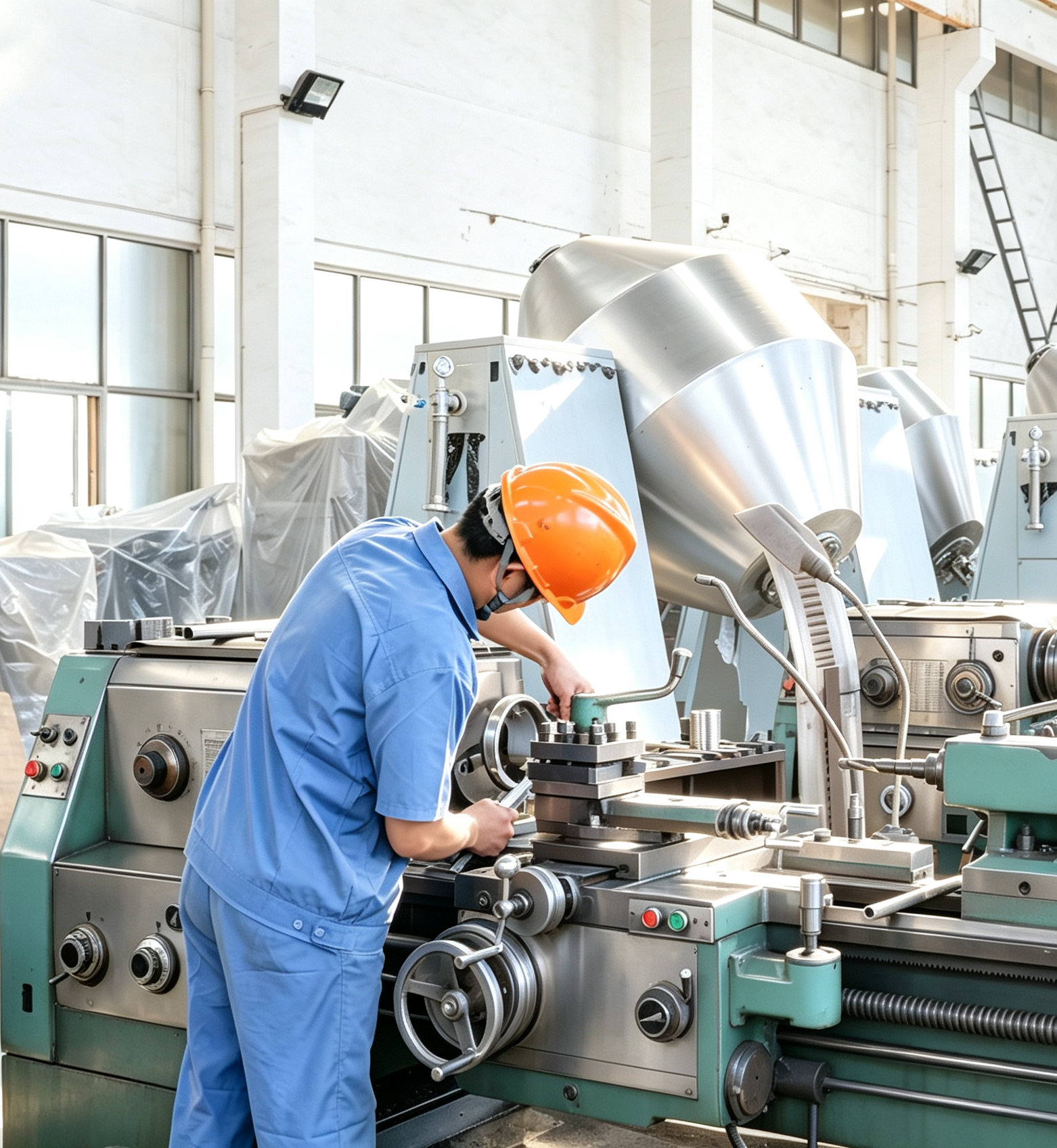 Engineer reviewing sludge sample and process data sheet