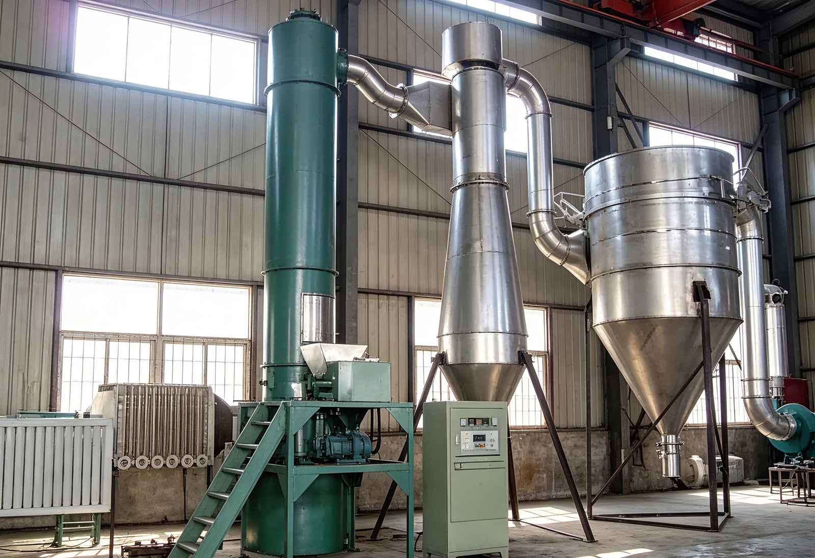 Industrial spin flash dryer main chamber exterior