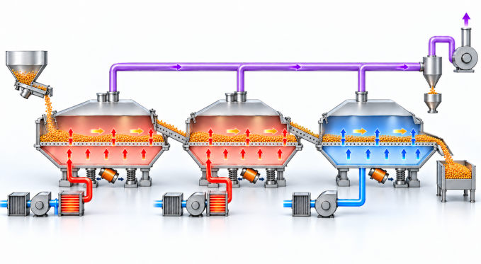 Schematic of separate drying and cooling units configuration