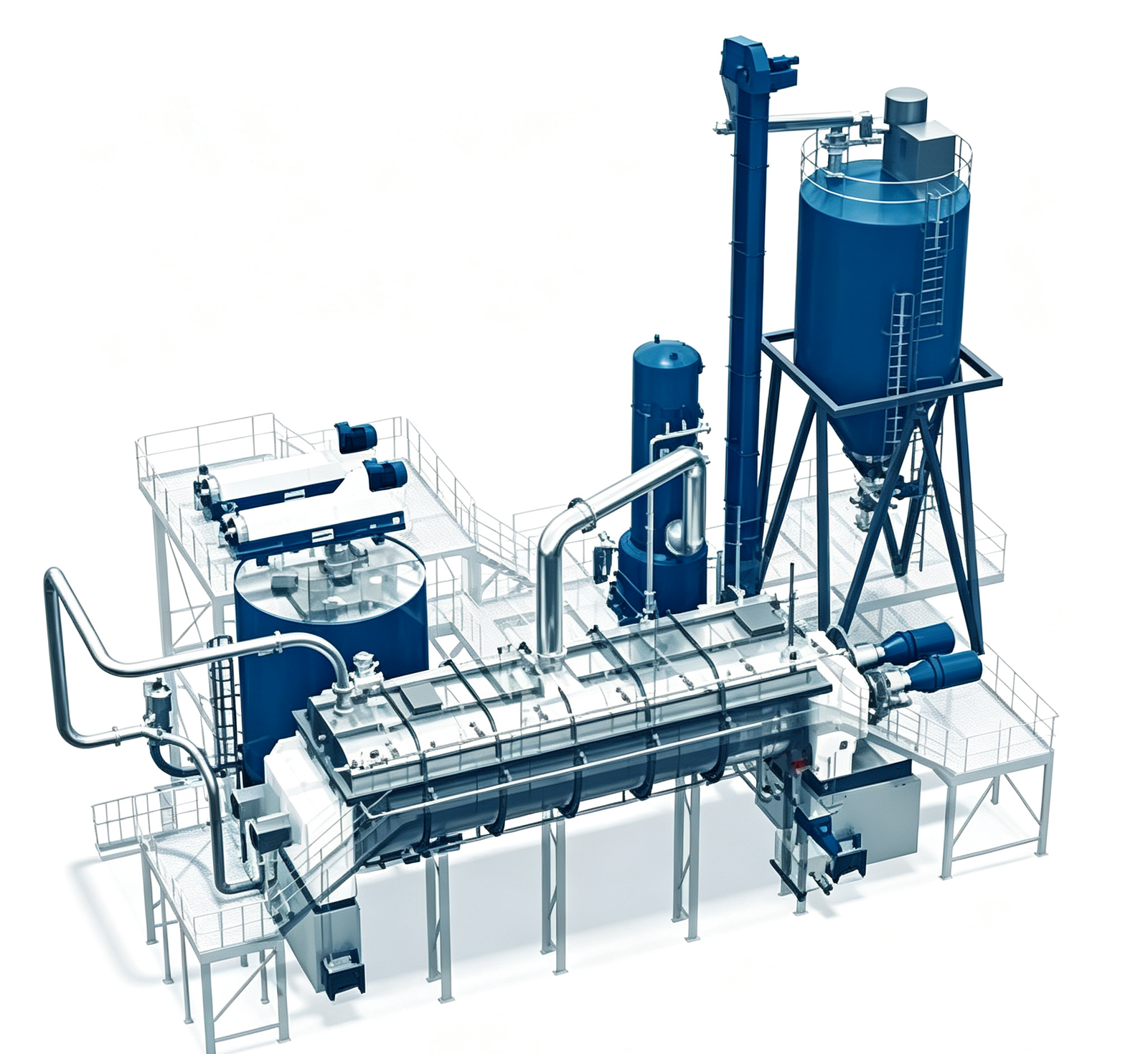 Engineering drawing showing site integration of paddle dryer