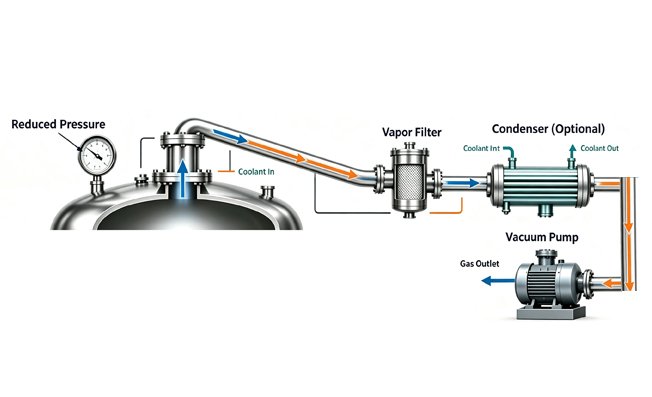 Diagram showing heated wall and vacuum removal