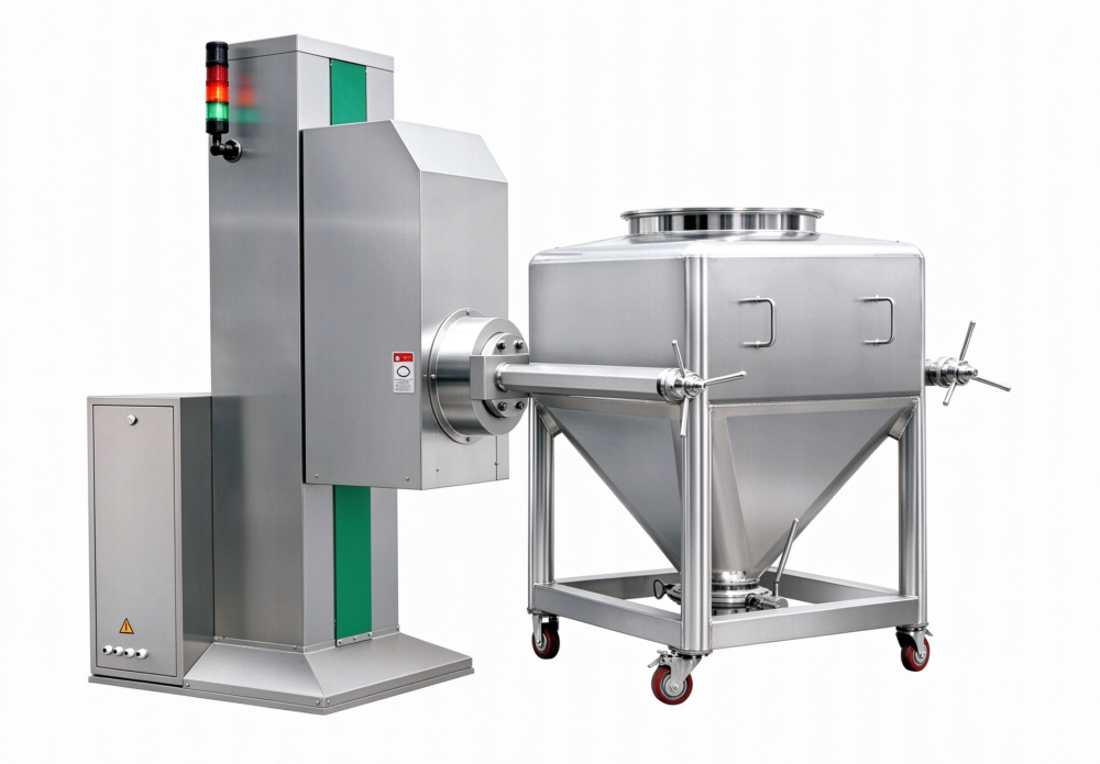 Post Bin Blender with single pillar design and exchangeable IBC
